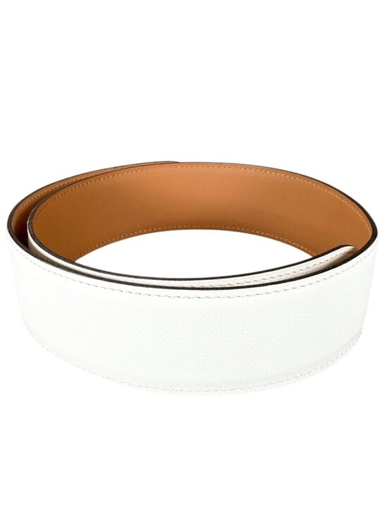Hermes Veau Epsom Brown White Scarf Belt Silver main image 6